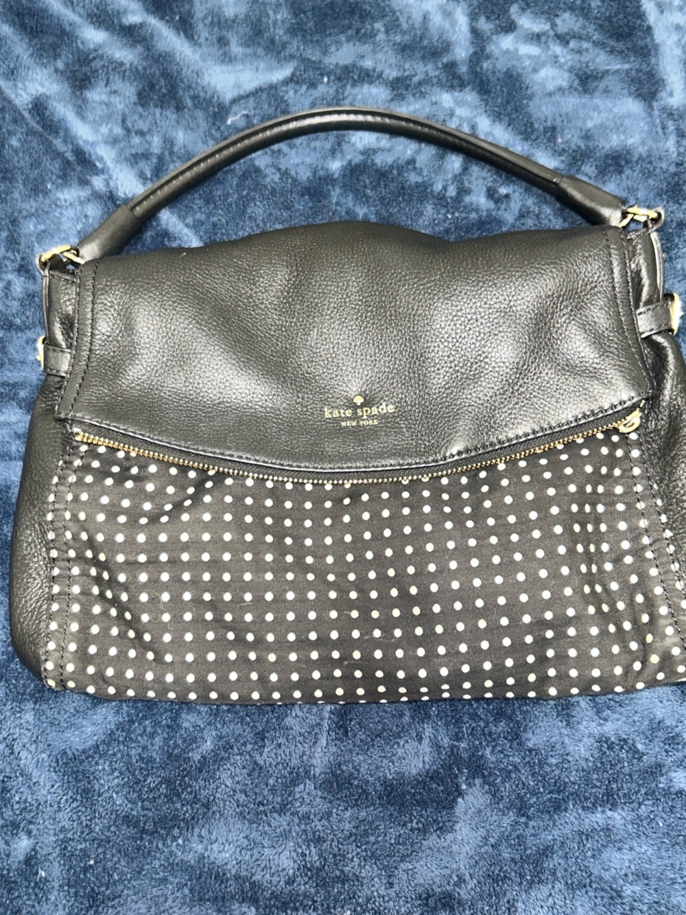 kate spade Black Leather Purse with White Polka Dot Panel
